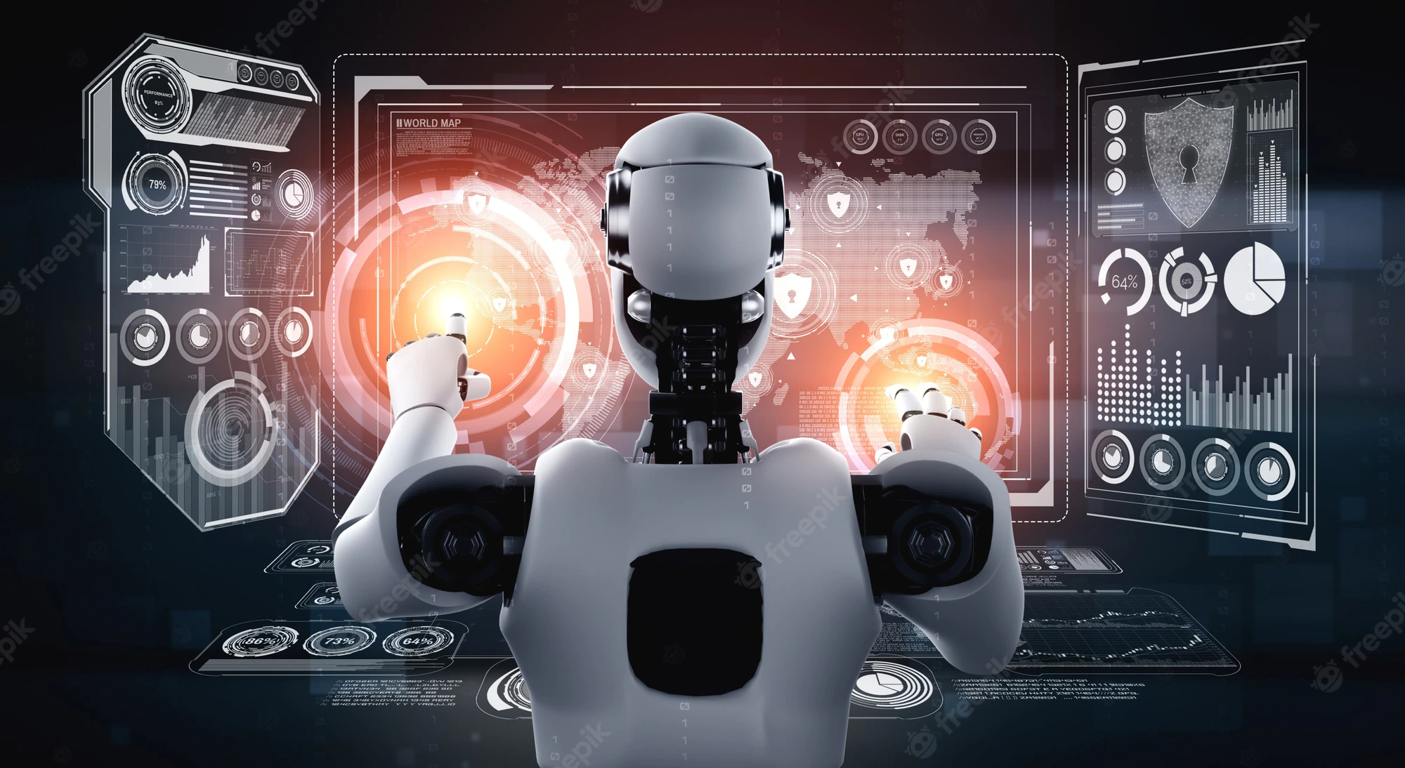 ai-robot-using-cyber-security-protect-information-privacy-futuristic-concept-cybercrime-prevention-by-artificial-intelligence-machine-learning-process-3d-rendering-illustration_31965-12658